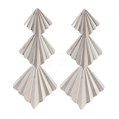 Alloy Rhombus Stud Earrings for Women EJEW-U028-02P-1