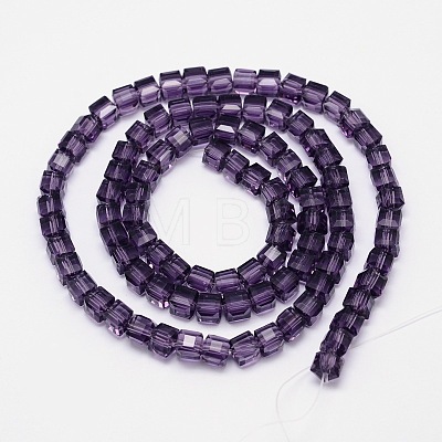 Faceted Cube Transparent Glass Beads Strands EGLA-E041-5mm-D11-1