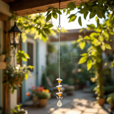 3Pcs Leaf Glass Hanging Suncatchers HJEW-TADJ0015-1