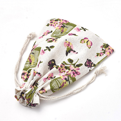 Polycotton(Polyester Cotton) Packing Pouches Drawstring Bags ABAG-S003-04D-1