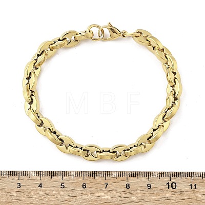 304 Stainless Steel Coffee Bean Chain Bracelets for Women Men BJEW-F488-01G-02-1