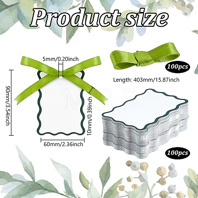 100Pcs Rectangle Paper Table Cards with 100Pcs Polyester Ribbons for Wedding Party Celebration Supplies OFST-WH0004-122B-1