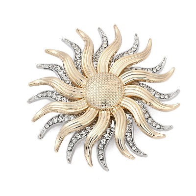 Sunflower Alloy Rhinestone Brooches for Backpack ClothesDouble  PALLOY-D361-12GP-1