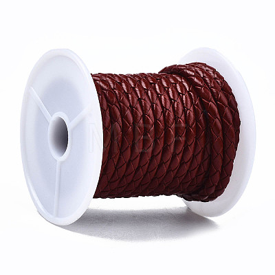 Braided Cowhide Leather Cord NWIR-N005-01A-6mm-1