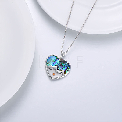 304 Stainless Steel & Natural Paua Shell Heart Mustard Seed Faith Mountain Pendant Necklaces for Women WGD75B3-01-1