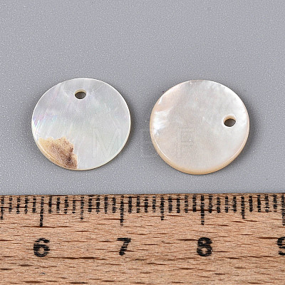 Natural Seashell Disc Charms SSHEL-N041-05-1