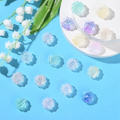 35Pcs Transparent Spray Painted Glass Beads GLAA-YW0001-70-1
