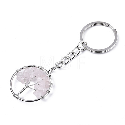 Natural Rose Quartz Chips Chakra Keychain G-N0326-003G-1