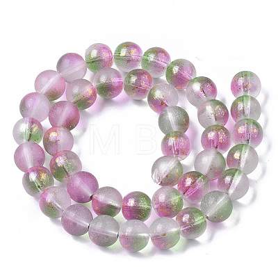 Frosted Spray Painted Glass Beads Strands GLAA-N035-03D-C01-1
