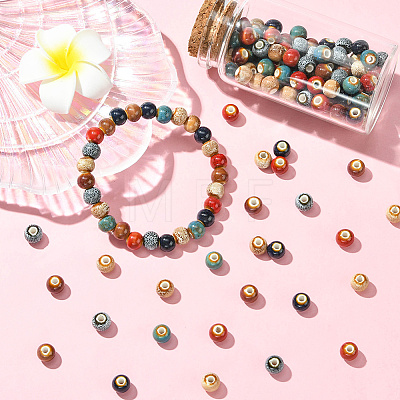 180Pcs 6 Colors Handmade Porcelain Beads PORC-SC0001-21A-1