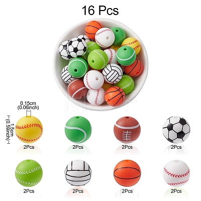 Ball Style Food Grade Eco-Friendly Silicone Focal Beads SIL-YW0001-10-1