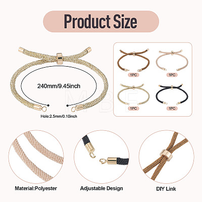 4Pcs 4Colors Polyester Cord Bracelet Making MAK-TA0001-43-1