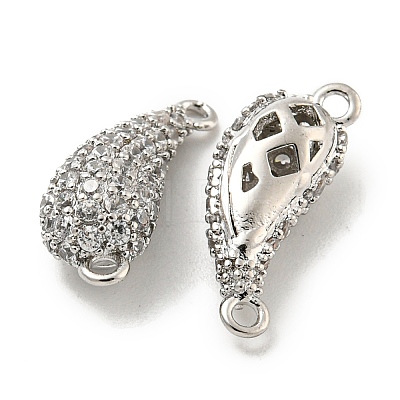 Brass Micro Pave Clear Cubic Zirconia Connector Charms KK-L211-004P-1