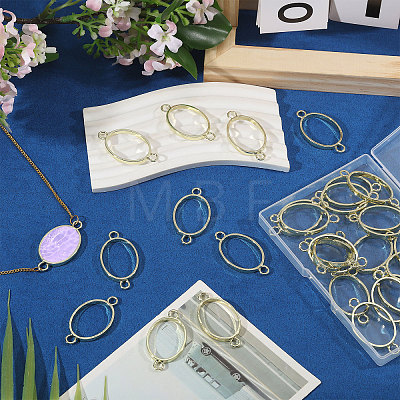 32Pcs Alloy Oval Open Back Bezel Connector Charms FIND-CA0011-77LG-1