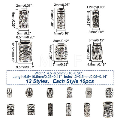 120Pcs 10 Styles Tibetan Style Alloy Beads Sets TIBEB-HY0001-10AS-1