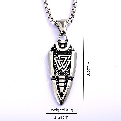 Vintage 304 Stainless Steel Viking Arrowhead Pendant Necklaces for Men Women WG9CA47-01-1