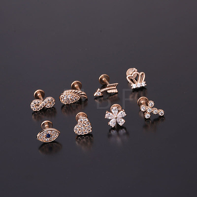 Brass Micro Pave Clear Cubic Zirconia Cartilage Earrings WGF4DCF-20-1