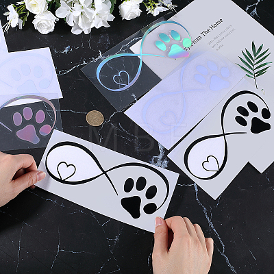 Gorgecraft 15 Sheets 3 Colors Infinity & Heart & Dog Paw Print PVC Waterproof Car Stickers DIY-GF0008-96-1