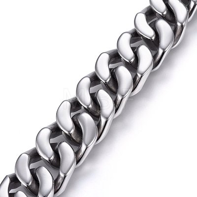 304 Stainless Steel Curb Chains Bracelets BJEW-E346-07B-P-1