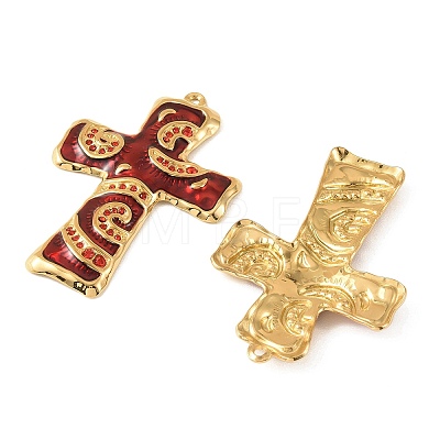 304 Stainless Steel Enamel Rhinestone Big Pendants STAS-L314-09G-01-1