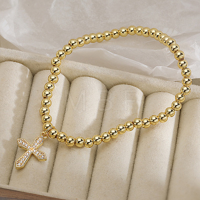 Brass Micro Pave Clear Cubic Zirconia Charm Bracelets WG86A15-03-1