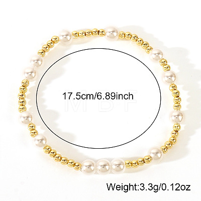 Bohemian Style Brass & Imitation Pearl Stretch Bracelets for Women YM3470-1