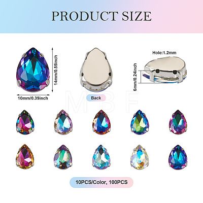 Cheriswelry 100Pcs 10 Colors Sew on Rhinestone DIY-CW0001-38-1