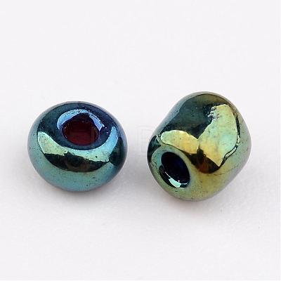 8/0 Electroplated Iris Round Glass Seed Beads X-SEED-A009-3mm-604-1