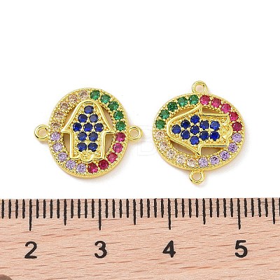 Real 18K Gold Plated Brass Micro Pave Colorful Cubic Zirconia Connector Charms KK-L209-057G-01-1