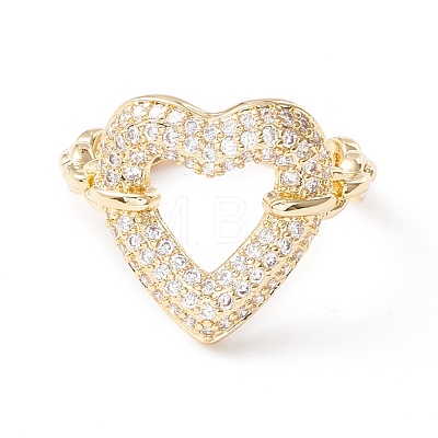 Clear Cubic Zirconia Heart Cuff Ring KK-D067-31G-RS-1