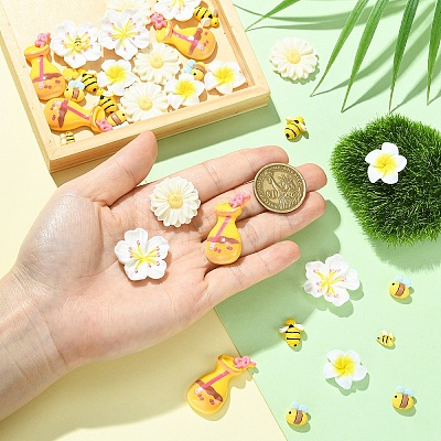 35Pcs 7 Styles Opaque Resin Cabochons RESI-YW0006-45-1