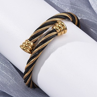 304 Stainless Steel Torque Bangles for Women BJEW-P310-24MC02-1