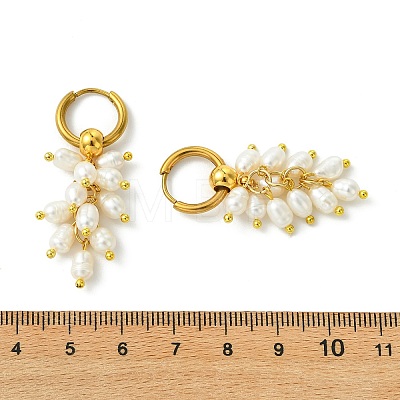 Natural Cultured Freshwater Pearl Cluster Hoop Earring for Women EJEW-JE07187-01-1