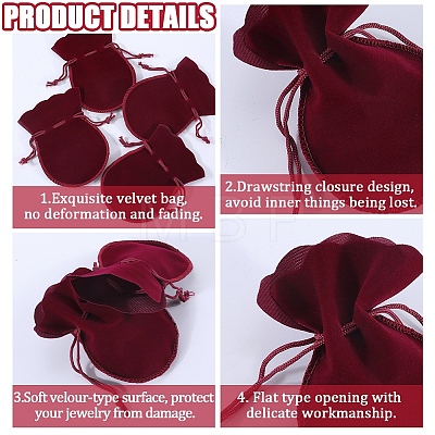 20Pcs Gourd Velvet Drawstring Bags TP-BBC0001-07B-05-1