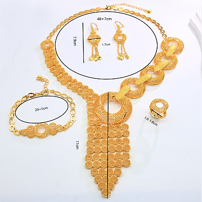 Elegant Alloy Ring Bracelets & Earrings & Necklaces & Rings Set for Weddings and Formal Events QJ3719-1