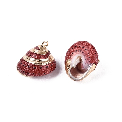 Electroplate Natural Sea Shell Pendants BSHE-Q020-01-1