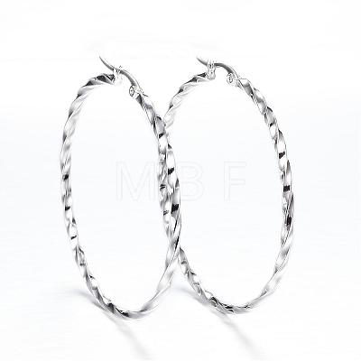 304 Stainless Steel Big Hoop Earrings STAS-F034-18A-1