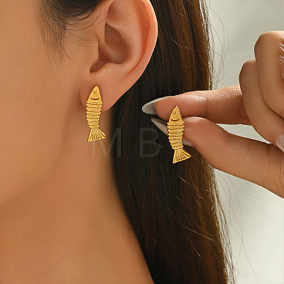 304 Stainless Steel Stud Earrings for Women EJEW-F410-01G-1