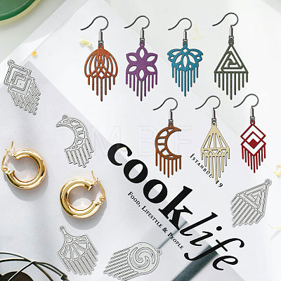 Tassel Earring Theme Carbon Steel Cutting Dies Stencils DIY-WH0309-1948-1