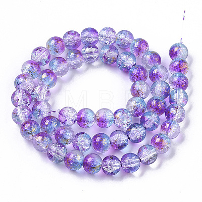 Transparent Spray Painted Crackle Glass Bead Strands X-GLAA-N035-03C-A03-1