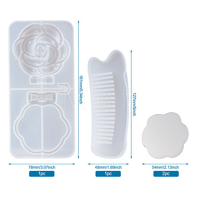 DIY Comb & Mirror Silicone Molds Kits DIY-TA0008-42-1