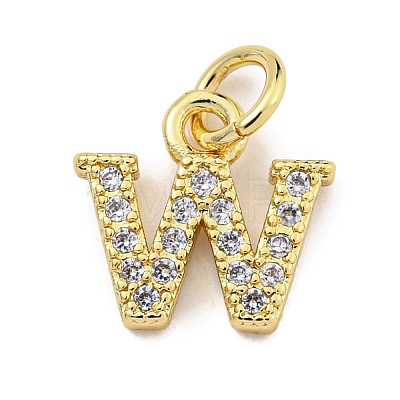 Initial Letter Brass with Cubic Zirconia Charms KK-Q814-26W-G-1