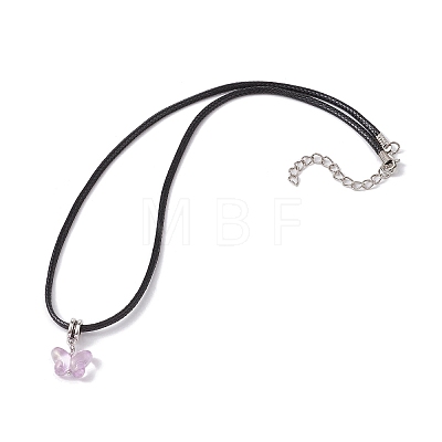 Glass Butterfly Pendant Necklaces NJEW-JN04572-1