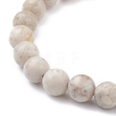 8mm Round Natural Maifanite/Maifan Stone Beads Stretch Bracelet BJEW-JB07088-02-1