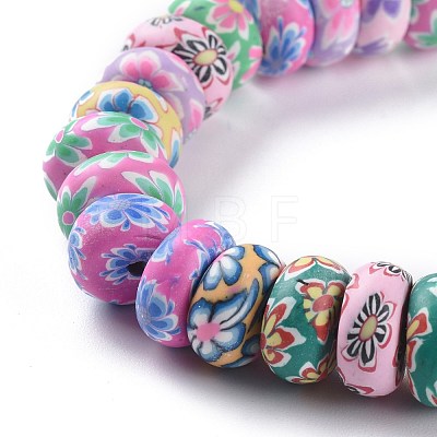 Handmade Flower Printed Polymer Clay Beads Strands CLAY-M003-02-1