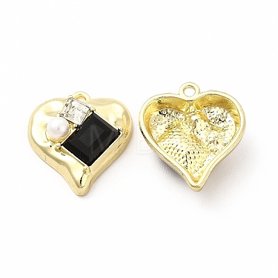 Rack Plating Alloy with Glass Heart with Rectangle Pendants FIND-G051-08LG-01-1