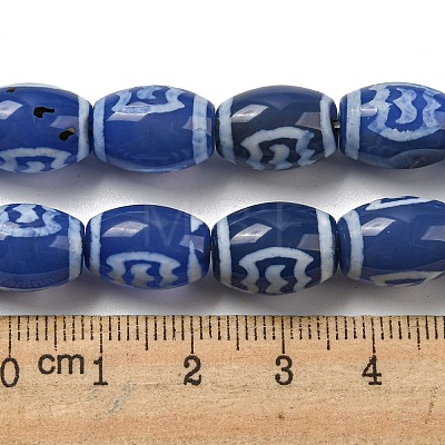 Blue Tibetan Style dZi Beads Strands TDZI-NH0001-C13-01-1