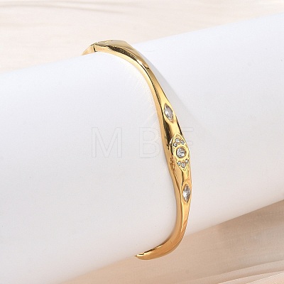 304 Stainless Steel & Rhinestone Hined Bangles for Women BJEW-Z178-08G-1