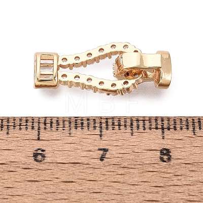 Brass Micro Pave Clear Cubic Zirconia Fold Over Clasps KK-Q074-17G-1