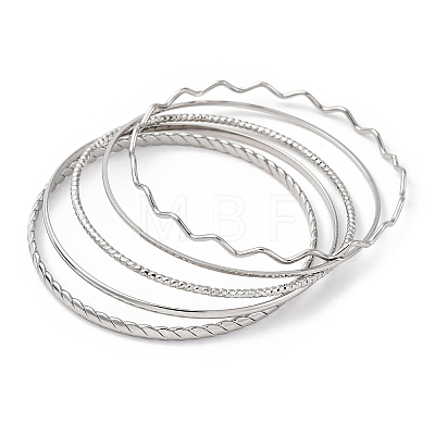 5Pcs 304 Stainless Steel Bangle Set for Women BJEW-S162-01C-P-1